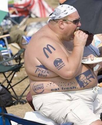 fat guy easting fast food