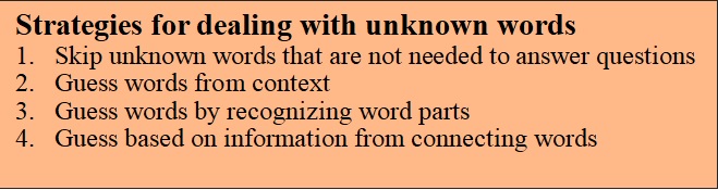 Strategies for dealing with unknown words